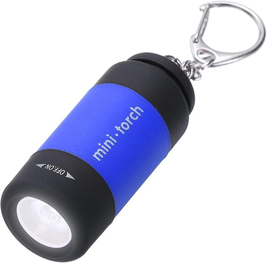 PATIKIL Mini Keychain Flashlight, Pocket LED Flashlight Portable Torch USB Rechargeable for Outdoor Camping Party, Dark Blue