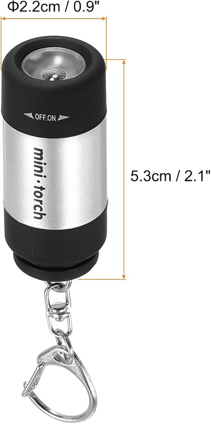 PATIKIL 2.1" Mini Rechargeable LED Keychain Flashlight, EDC Portable Small Torch with USB Charging for Everyday Carry, Silver