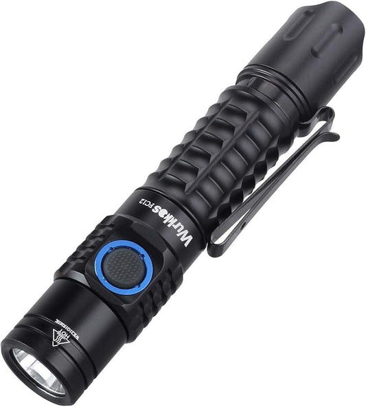 Wurkkos FC12 Tactical Flashlights High Lumens, 345M Long Range Rechargeable Flashlights, 2000Lumens Super Bright Led Flash Light,IP68 Waterproof Flashlight for Camping Hiking Fishing(Black)