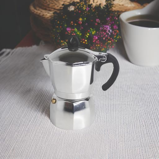 Imusa 6 Cup Stovetop Espresso Maker with Heart Shaped Knob, Silver