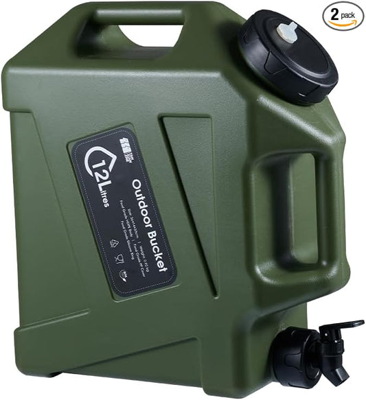 3.2 Gallon Water Jug Camping Water Container, BPA Free Portable Emergency Water Storage Tank with Spigot No Leakage Outdoor Hiking Green
