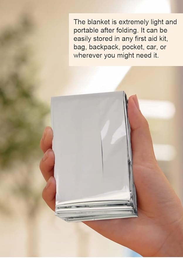 Emergency Blankets for Survival Gear (Pack of 4), Camping Blanket, Emergency Blanket, Thermal Blanket, Mylar Space Blanket, Survival Blanket, First Aid Supplies, Outdoors