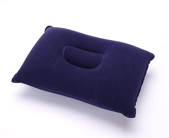 2 Pack Inflatable Pillow Blue Ultralight Pillow Camping Travel Pillow Small Squared Flocked Fabric Air Pillow for Camping and Hiking