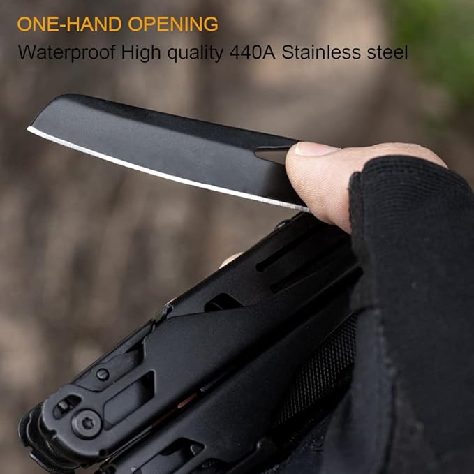 Maerd P11 Multitool, 19in1 Premium Hard Stainless Steel Multi tools Self-Locking, Outdoorsman Survival Camping EDC Multitools, Saw, First Aid Scissors, Sturdy Spring Pliers, Hexagon Wrench
