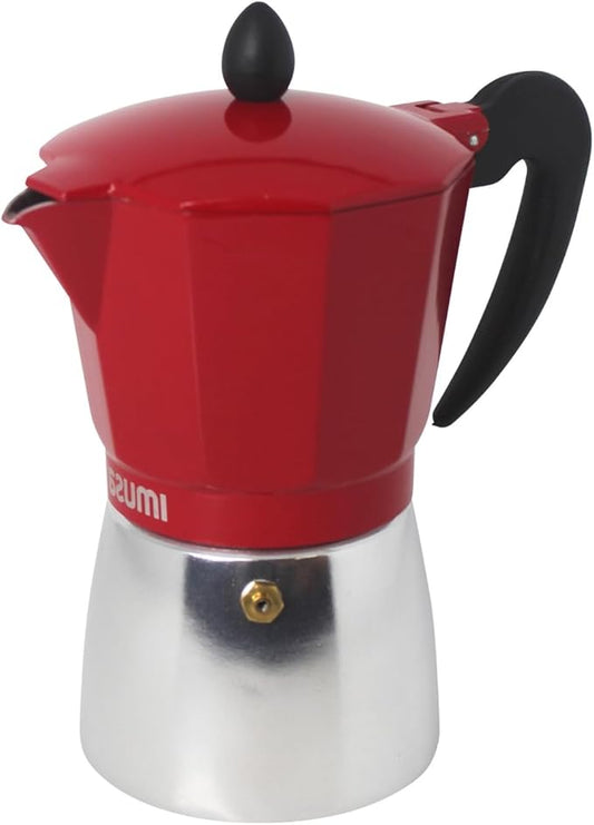 IMUSA USA B120-42T Aluminum Stovetop Coffeemaker, Espresso Machine, 3-Cup, Red