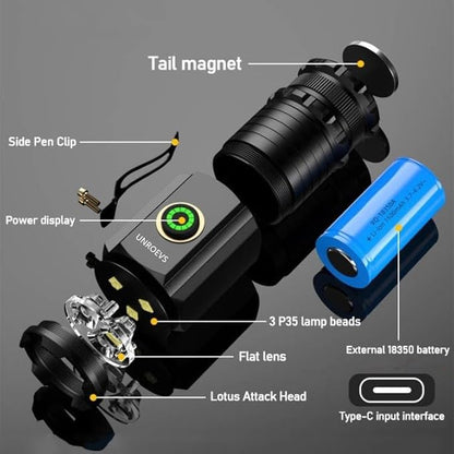 Mini Flashlight 2550 Lumens Rechargeable USB C Charging, Small Flashlights High Lumens 5 Modes, Pocket Flashlight with Clip, Magnetic Flashlight for EDC,Camping, Hiking,Emergency (12 Pack)