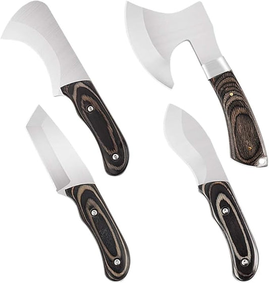 Axe and Fixed Blade Knife Combo Set, Camping Hatchet, Compact Survival Axe Set with Nylon Sheath Fixed Blade Full Tang Knives Set for Outdoor
