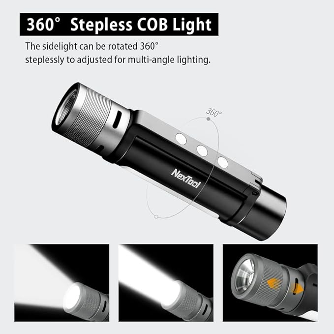 NexTool Rechargeable LED Flashlight, Waterproof, Zoomable, Magnetic, USB Charging, 1000 Lumens, 360 Rotation, 240m Irradiation Distance