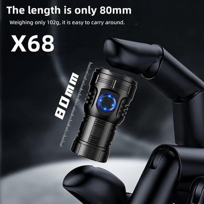 ALONEFIRE X68 Mini LED Flashlight Type C USB Rechargeable Bright 8 LED Light Source Small Torch 8 Modes Waterproof Long Battery Life with Tail Magnet, Clip, Battery for Outdoor, EDC Carry, Hiking