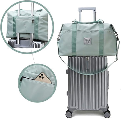 KARRESLY Travel Duffel Bag for Women,Shoulder Weekender Overnight Bag Sports Gym Tote Bag,Waterproof(Sky Blue) free size