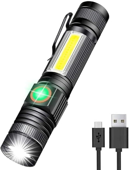 Flashlight USB Rechargeable Handheld Flashlights,Bright Zoomable LED Flashlights with High Lumens and 5 Modes,Waterproof Portable Pocket Flash Light for Emergency, Camping, and Outdoor Use(4 Pack)