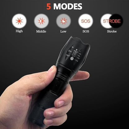 MODOAO LED Flashlight high lumens Waterproof Zoomable Flashlights for Emergencies, 5 Modes Tactical Flash Light for Camping and Home Use(5 Pack)
