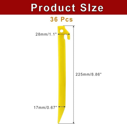 36 Pcs Plastic Tent Stakes, 9 Inch Heavy Duty Plastic Camping Stakes Tent Pegs for Sand, Beach, Woods, Yellow