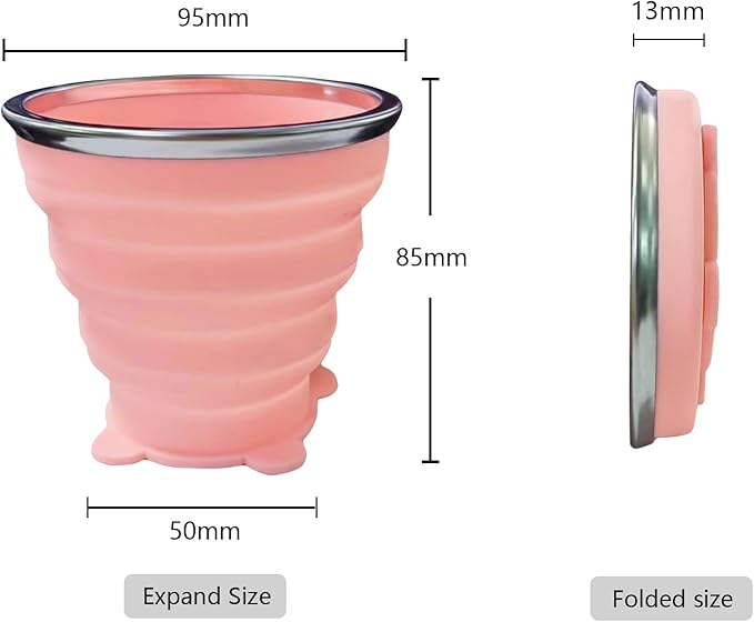 2 Pcs Collapsible Cup - Silicone Small Foldable Cup-Expandable Folding Drinking Cup -Reusable Portable Mugs Cup with Lids For Travel, Camping, Hiking, Survival, Holiday, Outdoor Sports