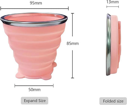 2 Pcs Collapsible Cup - Silicone Small Foldable Cup-Expandable Folding Drinking Cup -Reusable Portable Mugs Cup with Lids For Travel, Camping, Hiking, Survival, Holiday, Outdoor Sports