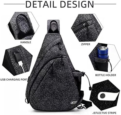 Water-Proof Sling bag/Crossbody Backpack/Shoulder Bag with USB Charging Port for Travel, Hiking, Cycling, Camping
