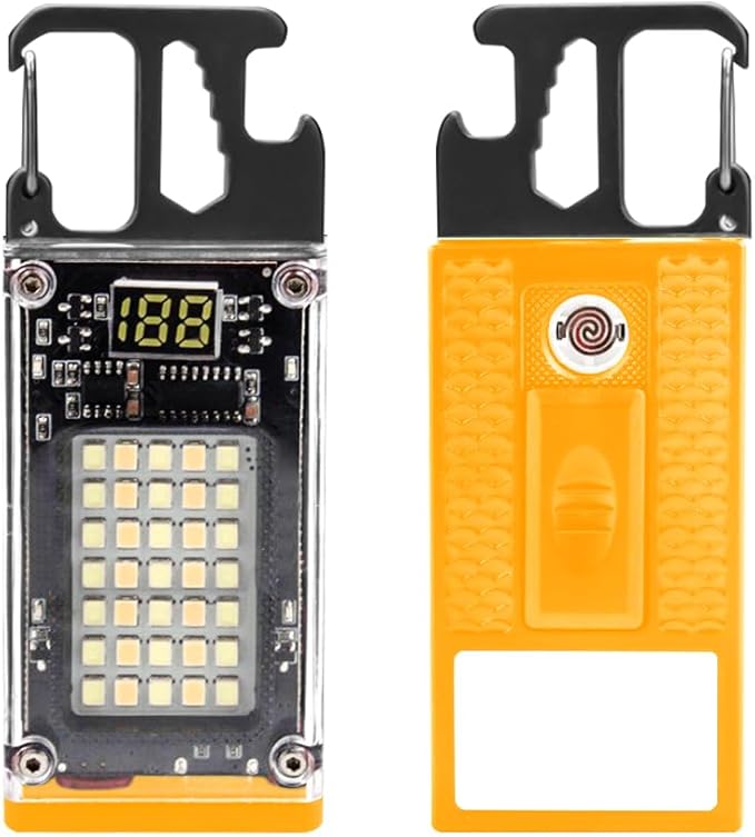 Key Chain Light, LED Small Flashlight, COB Multi-Function Mini Work Light, 1000 Lumens Rechargeable, 8 Lighting Modes with Bottle Opener, Portable Wrench, Fire Starter Function, Black