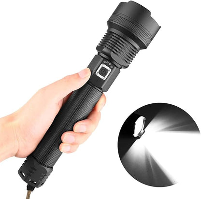 1200000 Lumens High Power Flashlight USB Rechargeable XHP70 Ultra Bright Tactical LED Flashlights,Waterproof Zoomable Heavy Duty Torch Light with 3 Modes for Camping Hiking Emergency