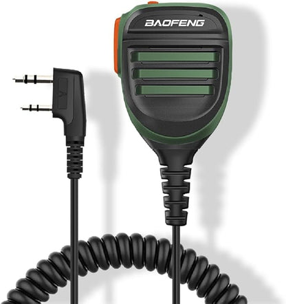 BAOFENG BF-F8HP Microphone Speaker Handheld Mic Waterproof Upgrade of Original BF Mic for Walkie Talkie Long Range 2Pin K Mic Green Compatible with UV-82 UV-S9 UV-5R P15UV