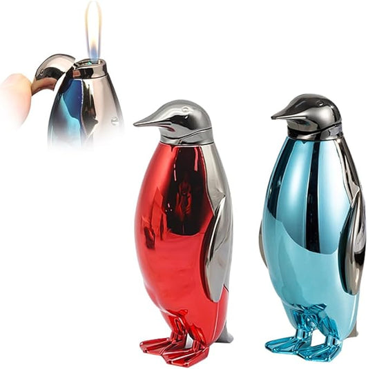 2PACK Red Blue Windproof Butane Jet Torch Lighter,Funny Cool Lighters,Adjustable Jet Flame Torch,Refillable,Grill BBQ Candle Camping(Without Gas)