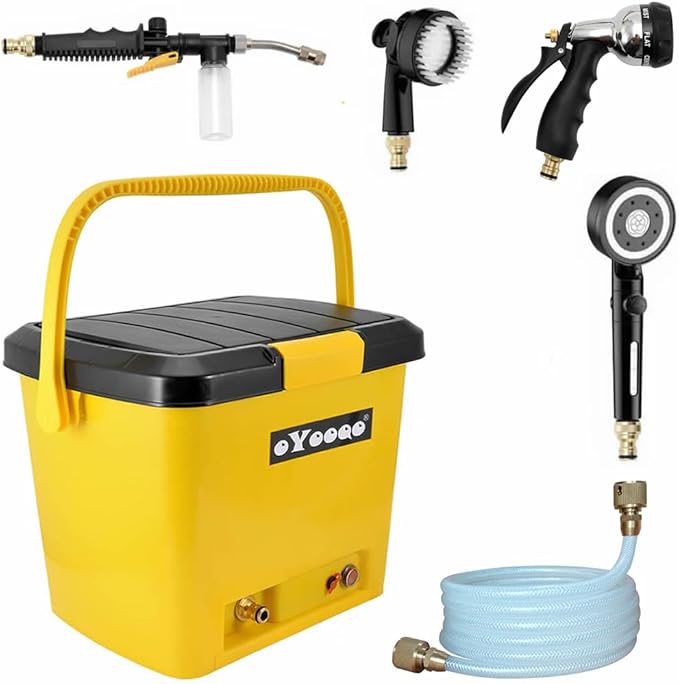 Rinse Kit Portable Shower,Portable Shower for Camping,Portable Shower Rechargeable,Camping Shower Kit with Pump/Shower Head/5 Gallon Tank,Electric Portable Outdoor Shower,Portable Camp Shower