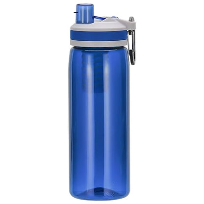 Filtered Water Bottle,Camping Water Purifier Bottle,Portable Press Water Bottle with Filter for Hiking,Travel,Survival,Backpacking, Drinking, Emergency-Blue