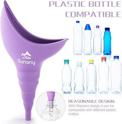 Female Urination Device,Reusable Silicone Female Urinal Foolproof Women Pee Funnel Allows Women to Pee Standing Up,Women's Urinal is The Perfect Companion for Travel and Outdoor (Purple)