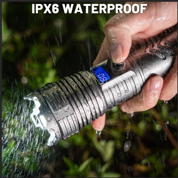 Rechargeable 900,000 High Lumens Flashlights, Super Bright LED Flash Light as Powerbank with 5 Light Modes & IPX6 Waterproof, 5000mAh,12 Hours Long Life for Home, Camping, Outdoor