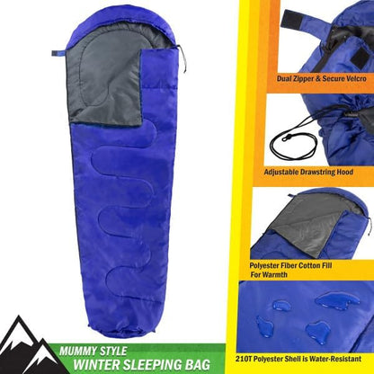 Mummy Sleeping Bag - Water-Resistant Adult Cold Weather Sleeping Bag