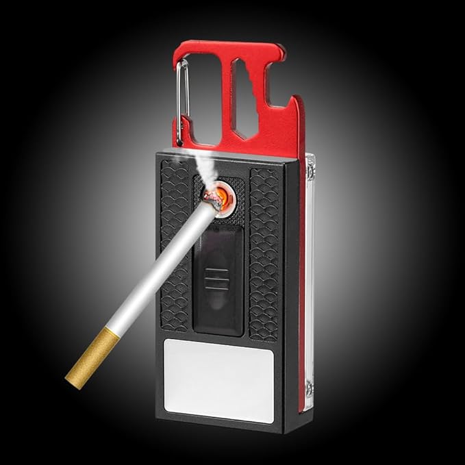 Key Chain Light, LED Small Flashlight, COB Multi-Function Mini Work Light, 1000 Lumens Rechargeable, 8 Lighting Modes with Bottle Opener, Portable Wrench, Fire Starter Function, Red