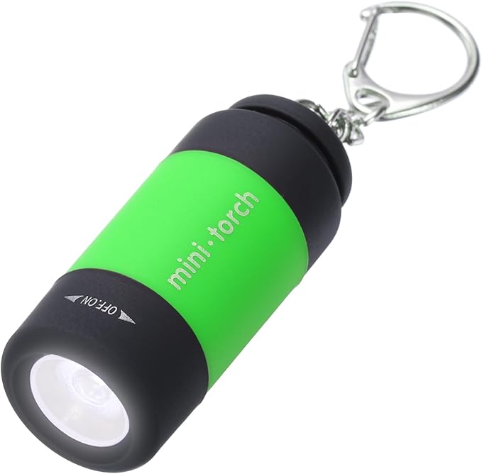 PATIKIL Mini Keychain Flashlight, Pocket LED Flashlight Portable Torch USB Rechargeable for Outdoor Camping Party, Green