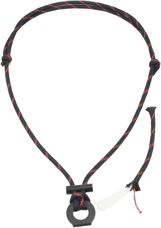 PSKOOK Fire Starter Necklace, Survival Paracord Necklace with Flint and Steel, Bushcraft Necklace for Camping, Hiking and Backpacking