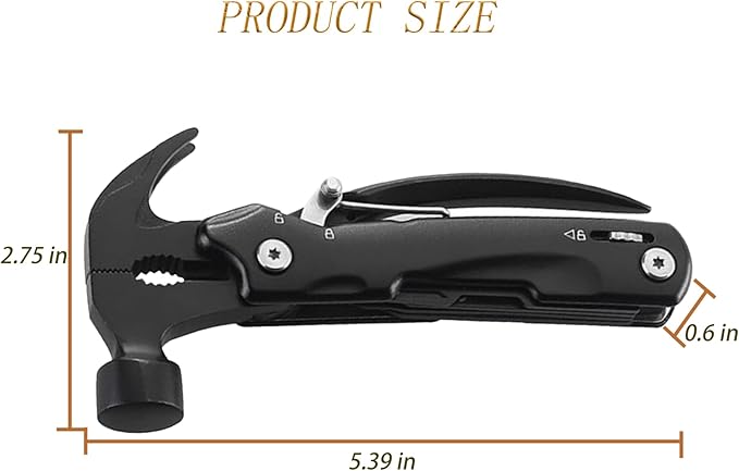 Gifts for Men 12 in 1 Hammer Multitool Pliers Bottle Opener Screwdrivers,Camping Accessories Survival Multi Tools for Hiking Outdoor for Adults Him Boyfriend Husband Grandpa Women Birthday