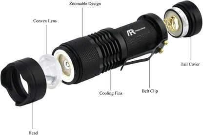 3 Pack Green Light Flashlight, Zoomable 3 Modes Mini Green LED Flashlight, Green Flashlight Torch for Hiking, Camping, Night Observation