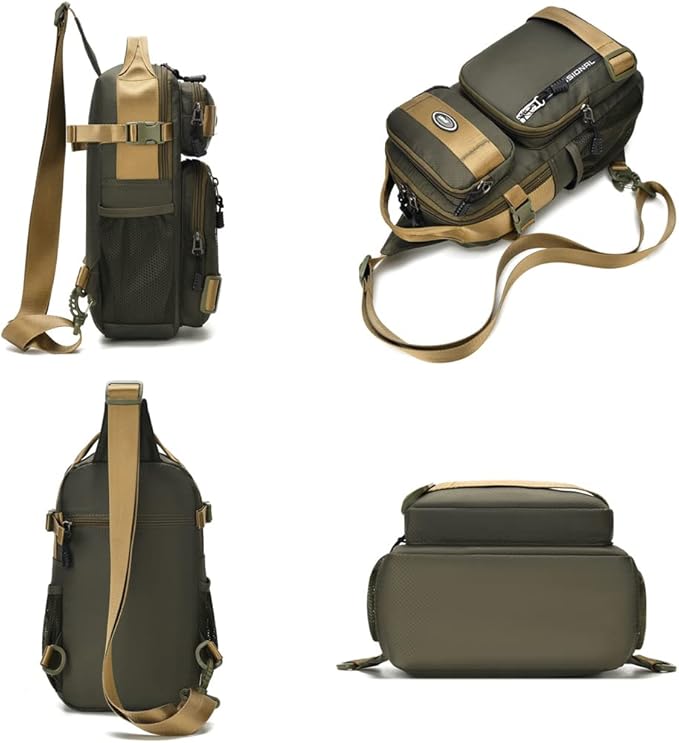 KPYWZER Nylon Sling Bag Backpack Handbag for Men Women Travel Outdoors Sports Hiking Casual Crossbody Chest Pack Shoulder Pouch Multipurpose Daypack Black