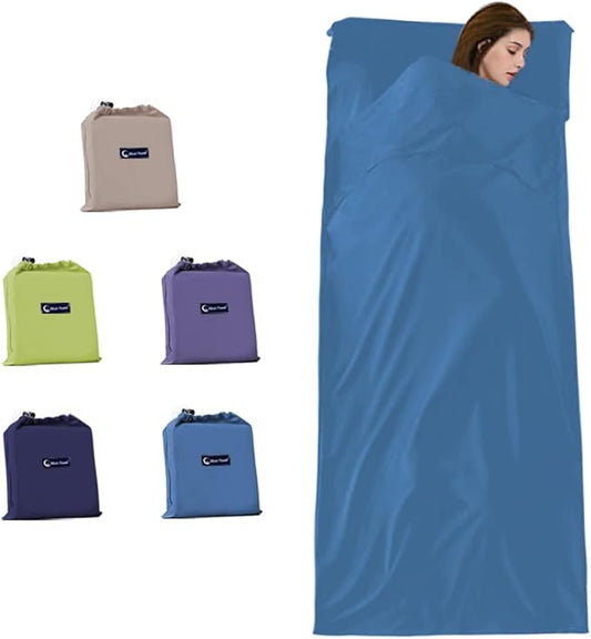 Sleeping Bag Liner Travel Camping Sheet, Lightweight Portable Sleeping Sheets for Outdoor Travel Backpacking Hiking Picnics Hotels