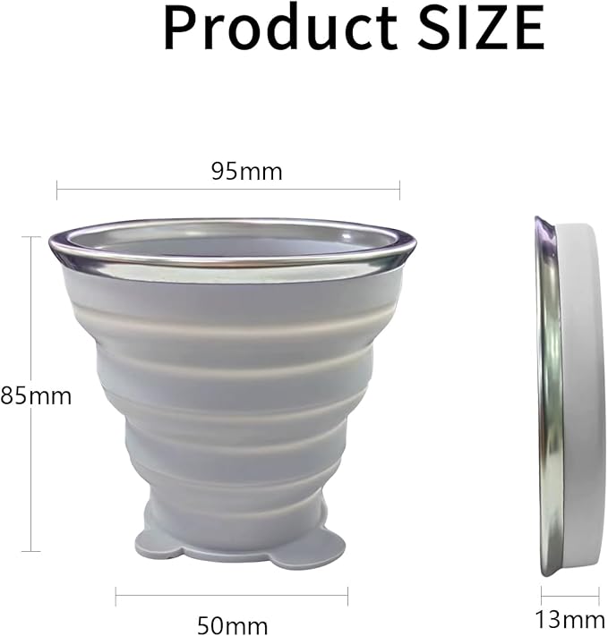 Collapsible Cups, Silicone Collapsible Travel Cup, Expandable Folding Camping Drinking Cup with Lids Reusable Small Portable Mugs Cup for Travel, Camping, Hiking, Beach, Outdoor Sports 180ML+180ML