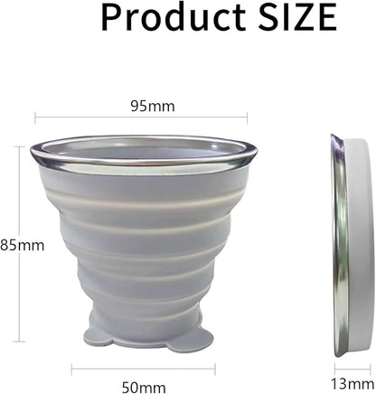 Collapsible Cups, Silicone Collapsible Travel Cup, Expandable Folding Camping Drinking Cup with Lids Reusable Small Portable Mugs Cup for Travel, Camping, Hiking, Beach, Outdoor Sports 180ML+180ML