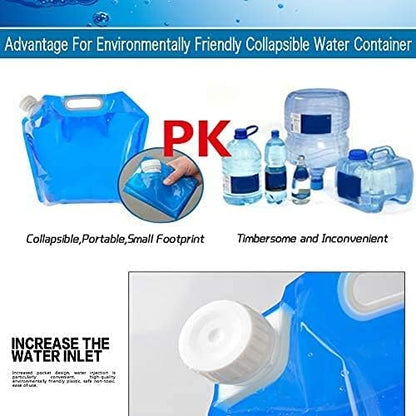 Hakkin Collapsible Water Tank Container 4 Pack 1.3 Gallon/5L, No-Leak Freezable Portable BPA Free Food Grade Plastic Storage Jug for Camping, Hiking, Travel, Emergency Survival Kit Bonus 2 Pcs Caps