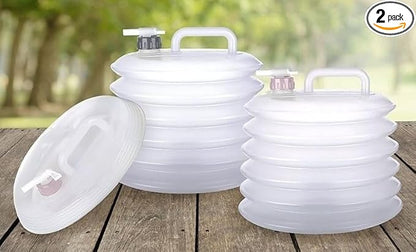 2.64 Gallon Collapsible Water Container with Spigot & Carry Handle | BPA Free Water Storage Containers | Foldable Portable Jug for Outdoors Hiking Picnic Camping