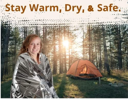 Emergency Mylar Thermal Blankets (10 Pack) Survival Kit Camping Space Blanket - Perfect for Hiking, Outdoors, Marathon Runs or First Aid Set- Bug Out Bag Essential - Keep Heat Insulated