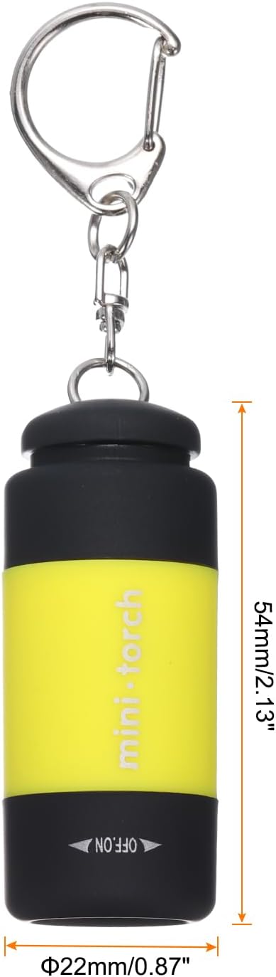 PATIKIL Mini Keychain Flashlight, Pocket LED Flashlight Portable Torch USB Rechargeable for Outdoor Camping Party, Yellow
