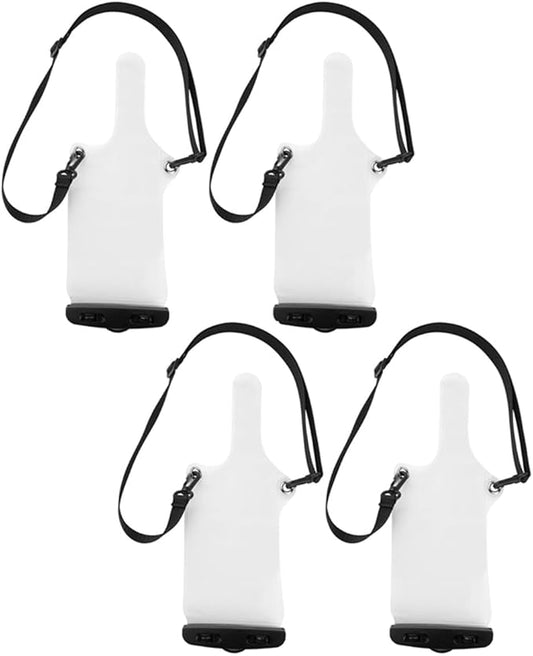 4Pcs Universal Two Way Radio Waterproof Case Bag Portable Walkie Talkie Rainproof Pouch with Adjustable Strap Compatible for Motorola Kenwood Midland UV-3R UV-5R PX-888 Walkie Talkie Radio (White)