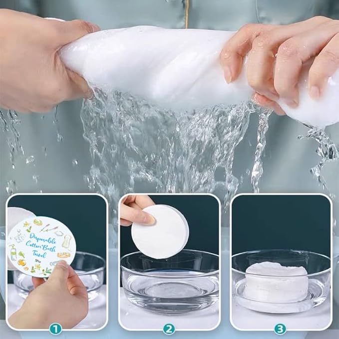 5 PCS Compressed Bath Towels, Pure Cotton Portable Bath Towel, Cotton Bath Towel, Portable Light and Reusable Suitable for Hiking Camping Beach Swimming and Traveling（24x27in）