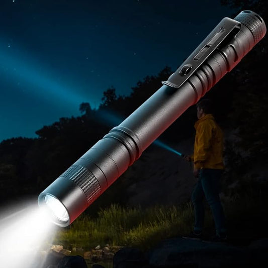 Watris Veiyi LED Mini Small Flashlight, 500 Lumens Pocket Pen Flashlight, Portable Pen Light with Clip for Fishing, Hiking, Inspection, Repair, Engineer(5.2 x 0.6 inch)