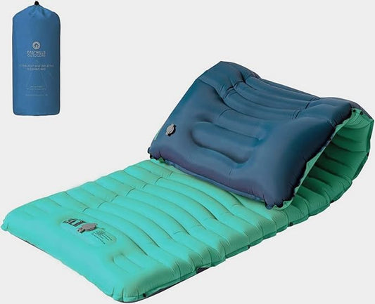Easthills Outdoors Camping Sleeping Pad - 4.0 Inch Thick Ultralight Camping Mattress - Lightweight Self Inflating Sleeping Pad for Camping, Hiking, Backpacking Mint/Aqua