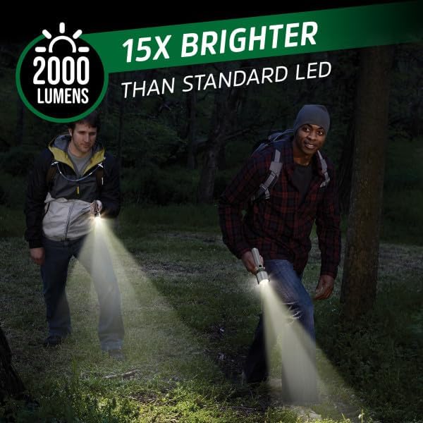 Energizer X2000 LED Rechargeable Flashlight, Powerful 2000 Lumen Flash Light, IPX4 Water Resistant, Excellent Emergency Power Outage Light