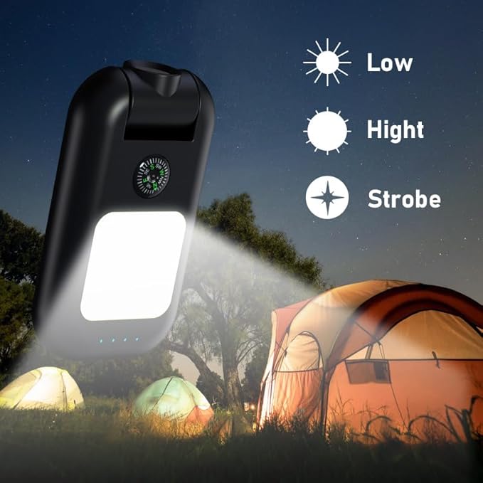 Small Compact Flashlight, Portable, Battery Powered, Black, 180-degree Adjustable Beam Angle, Emergency Charging, Perfect for Camping, Hiking, Biking