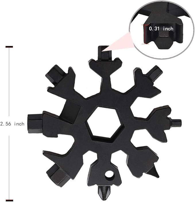 18-in-1 Snowflake Multi-Tool Screwdriver, Stainless Steel 18-1 Multitool Snow Tool (Black)