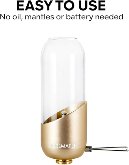 Fire-Maple Orange Camping Lantern Glass, Steel & Aluminum | Propane or Isobutane Fuel Canister Beautiful Camping Lights | NO Mantles Needed | Propane Lanterns for Camping, Emergency Essential
